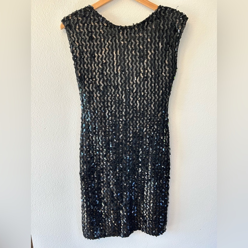 Glenrob prom formal Dress Women's 7/8 Vintage Sequin Scoop Back dress